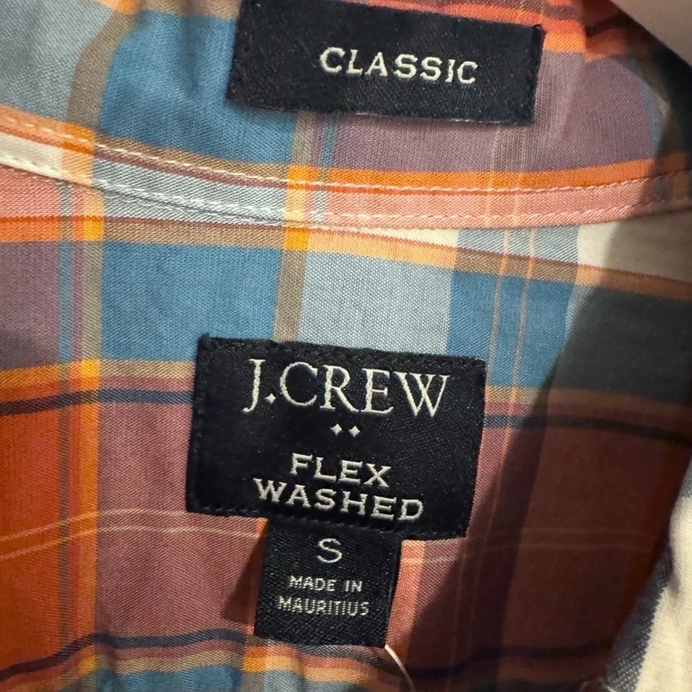 NWT J.Crew Flex Washed Plaid Button Down Shirt Size Small
